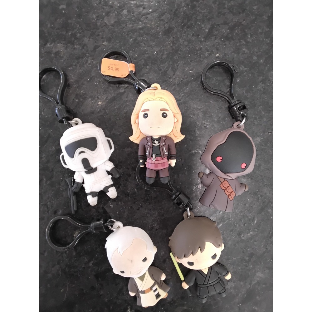 Star Wars Monogram 3D Foam Bag Clip Keychain Lot Scout Trooper Jawa Obi-Wan